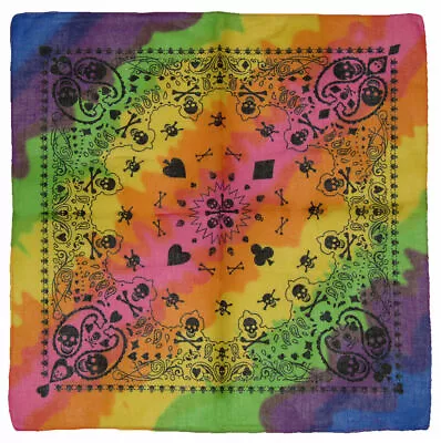 $6.44 • Buy 22 X22  Rainbow Skull & Paisley Printed 100% Cotton Bandana