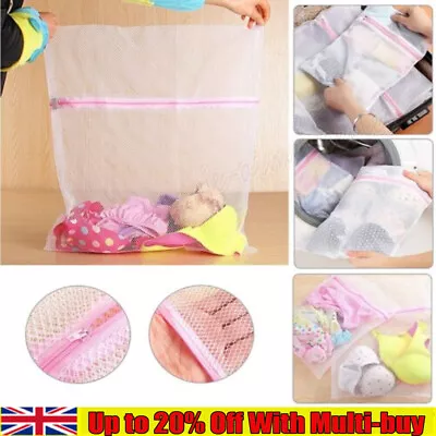 12-Sizes Laundry Zipped Bags Machine Washable Mesh Net Bra Sox Clothes Underwear • £2.17