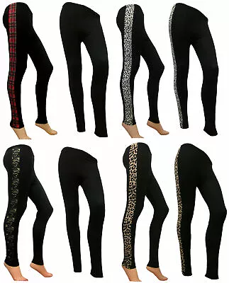 New Ladies Women PVC Leather Wet Look Contrast Lace Side Panel Leggings Jeggings • £9.39