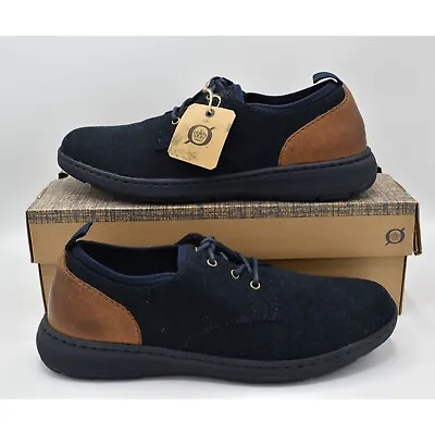 Born Mens Size 10.5 Marcus Navy Brown Wool Fabric Lace Up Casual Shoes Sneakers • $92.44