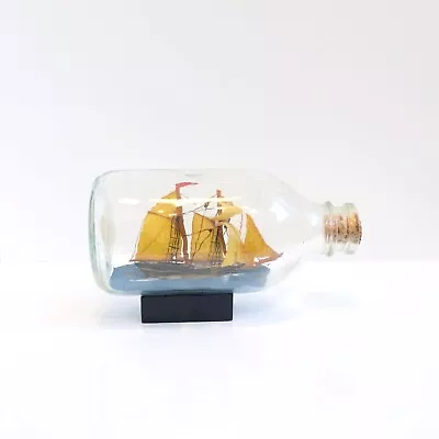 Vintage John Madison Collection Mini Ship In A Bottle 5  Two Mast Whaler #030 • $26