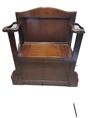  Antique Oak Victorian Hall Tree Umbrella Stand Chair In Good Condition 32h.x28w • $65