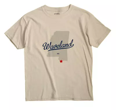 Waveland Mississippi MS Miss T-Shirt MAP • $19.50