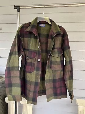 VTG Pendleton Men’s M Mackinaw Wool Shirt Jacket Button Heavy Green USA • $85
