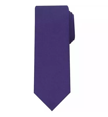 Men's Bespoke NY Striped Black Slim Tie Modern 2.75” Width Plum Purple (D1) • $15