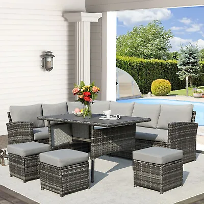 U-MAX 7 Pieces Outdoor Furniture Set Patio Wicker Rattan Sectional Sofa W/ Table • $539.99