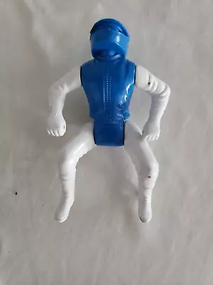 Vintage Plastic Blue White Motorcycle Action Jointed Figure Toy 4.5  Long • $22.95