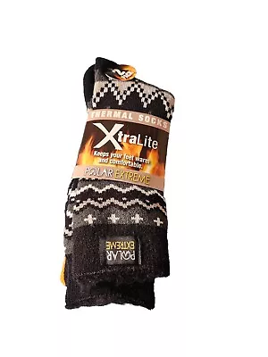 NIP 2 Pairs Polar Extreme Xtralite Thermal Fleece Lined Winter Socks Fits 6-12 • $14.99