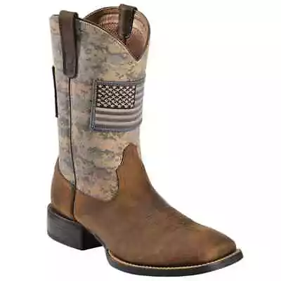 Ariat Distressed Camo Sport Patriot Western Square Toe Boot Men's Size 10D • $42.50