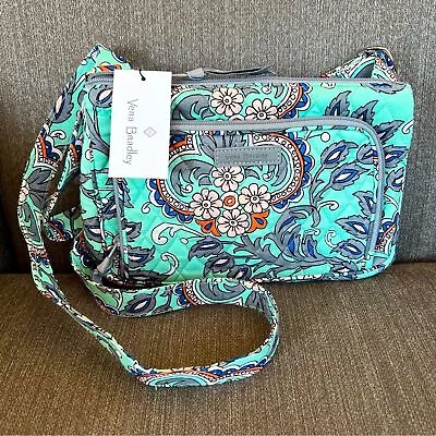 NWT Vera Bradley RFID Little Hipster Fan Flowers Mint Floral Crossbody Bag • $30