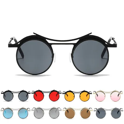 Vintage Steampunk Round Sunglasses Men Women 80s 90s Fashion Sun Shades Glasses • $12.59