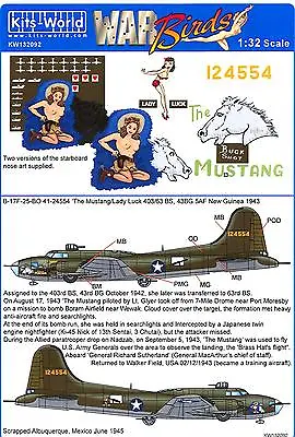 Kits World Decals 1/32 BOEING B-17F FLYING FORTRESS The Mustang • $12.99