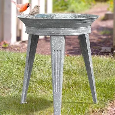 Panacea Vintage Metal Bird Bath And Stand Galvanized 82930 • $84.88