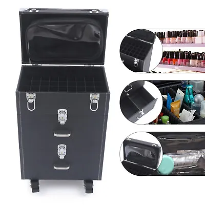 3-Tier Rolling Makeup Train Case Nail Polish Storage Box Organizer Cosmetics BOX • $61.75