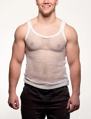 String Vest Men's Slim Fit Mesh Vest Fishnet Tank Top Made From  100% Cotton • £7.99