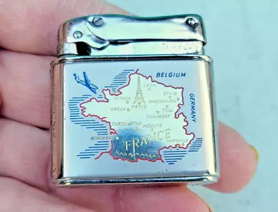 Vintage Mylflam Pocket Lighter MAP OF FRANCE Made In Germany • $45