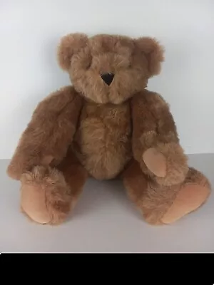 The Vermont Teddy Bear Company Vintage Brown Jointed 16” Plush Bear Made In USA • $14.50