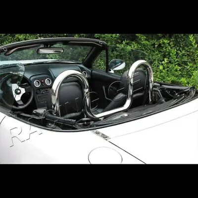 Chrome 2  T-304 Stainless Steel Support Rear Seat Roll Bar Fit Mazda Miata Mx5 • $97.95