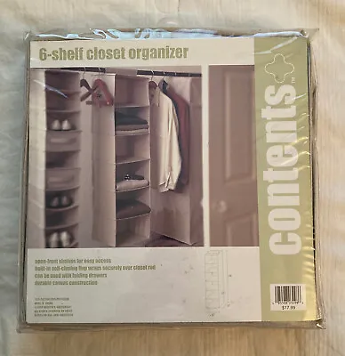 Contents Beige Canvas 6-shelf Closet Organizer – Self-closing Flap For Hanging • £17.30