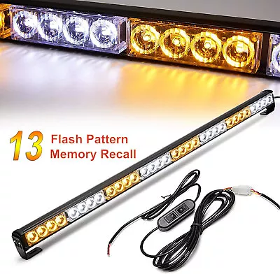 36  Windshield 32 LED Strobe Light Bar Emergency Warning Traffic Advisor Amber/W • $46.39