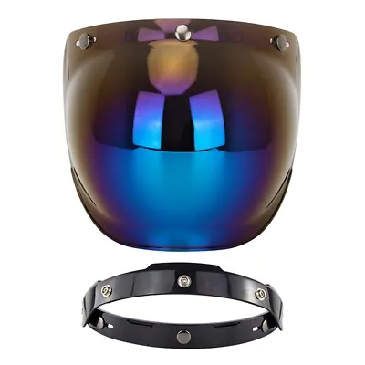 Open Face Helmet Visor Motorcycle Helmets Bubble Motorcycles Electroplated Blue • $19.50