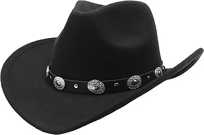 Eohak Shapeable Cowboy Hat For Men Women Fedoras Wool Cap Medium Black  • $34.78