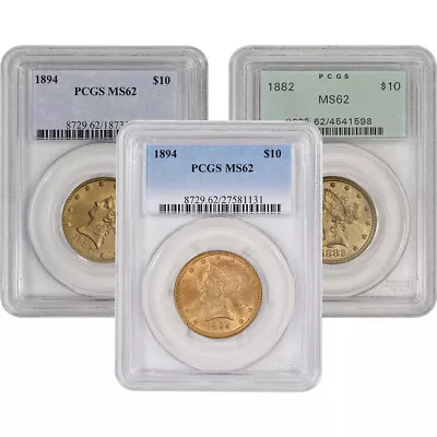 US Gold $10 Liberty Head Eagle - PCGS MS62 - Random Date And Label • $1245.87