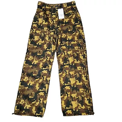 Zara NWT Wide Leg High Rise Camo Cargo Pants Women's Medium  • $29.99