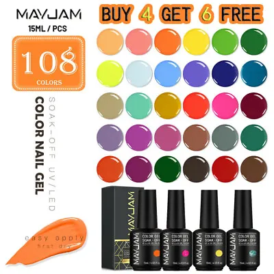 MAYJAM 0.5fl.oz Gel Nail Polish Color Kit Soak Off UV Lamp Gel Base Top Coat Set • $10.99