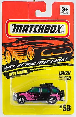 Matchbox MB 56 Isuzu Rodeo Black With Hood Tampo New On Card 1995 • $6.99