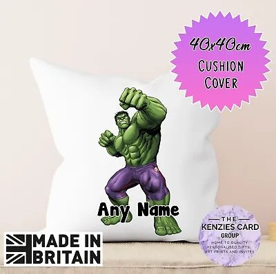 Personalised Marvel Incredible Hulk Super Hero Pillowcase Cover Cushion 40x40cm • £6.55