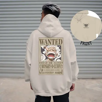 Luffy Gear 5 Wanted Poster One Piece Anime Manga Double Sided Unisex Hoodie • $58.29