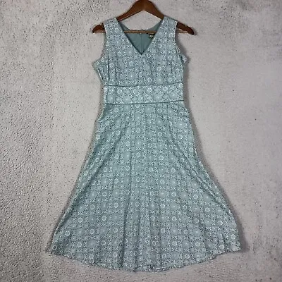 Eddie Bauer Dress Women 4 Green Suzani Print A-Line Midi Sleeveless Lined Hiking • $25.99