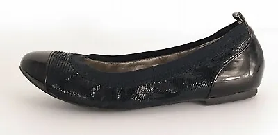 Me Too Size 6 Shiny Black Ballet Flats Cap Toe Slip On Leather Shoes Women Kaden • $13.72