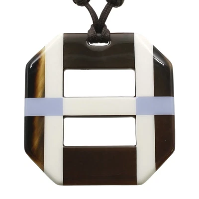 $380 • Buy HERMES Buffalo Horn Lacquer Necklace Pendant Women Z1727