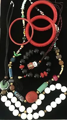 Vintage LOT Chinese Cinnabar Cloisonné Necklaces Pendants Panda Bangle Carved • $0.99