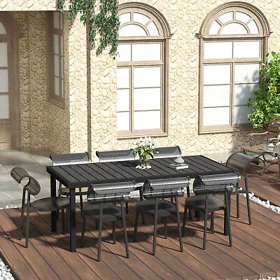 AluminIum Outdoor Garden Dining Table For 8 People For Lawn Patio Black • £154.99