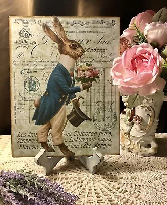 Mr Bunny Rabbit Vintage Style French Country HANDCRAFTED Plaque / Sign • $17.95