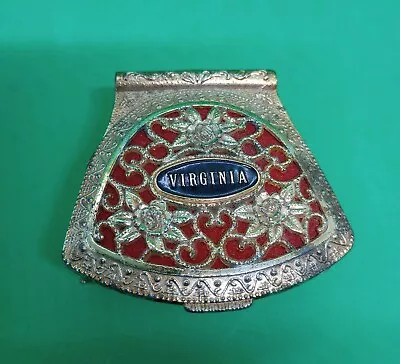 Vintage Virginia Small Jewelry Box With Velvet Inside. Brass • $6.50