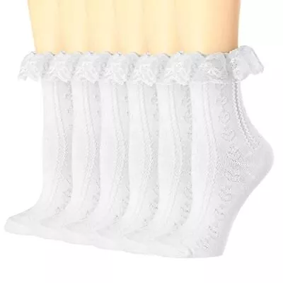$26.81 • Buy BIVOLU Womens Crew Socks Lace Ruffle Frilly Cotton Cute Princess Ankle Dress ...