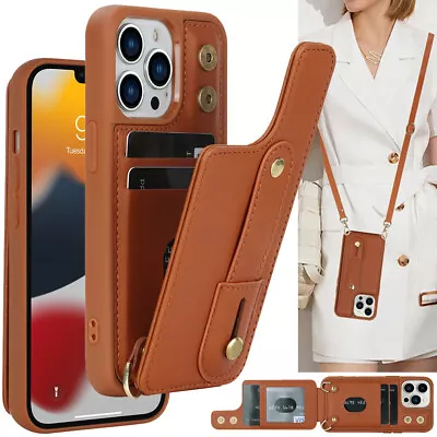 £10.79 • Buy For IPhone 14 13 12 11 7 8 XS Samsung Shoulder Crossbody Wallet Phone Case Cover