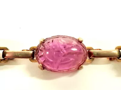 Coro Signed Egyptian Revival Bracelet Amethyst Quartz Crystal Scarabs - Estate  • $20