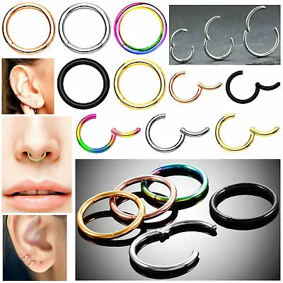 £2.45 • Buy Nose Ring Ear Ring Steel Hoop Lip Ear Face Fake Septum Helix Small Body Piercing
