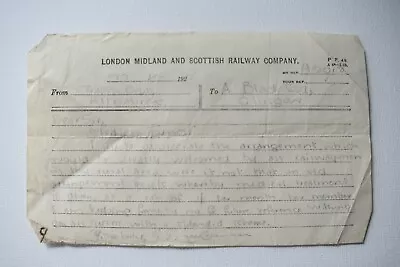 London Midland & Scottish Railway Company Memo Dated 1927 - (m22) • £3