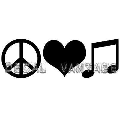 Peace Love Music Vinyl Sticker Decal - Choose Size & Color • $1.89