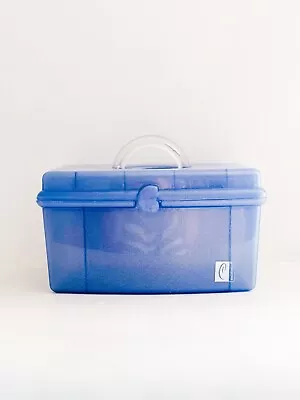 Vintage 1990s Caboodles Jellies Case Blue Glitter #2720 Makeup Organizer • $18.17