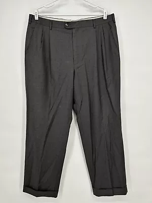 Zanella Pants Mens 38x30 Gray Wool Dress Trouser Loro Piana Tasmanian Super 130s • $32