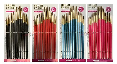 Painting Brushes Set Watercolour Acrylic Oil Paint Craft Professional Pack 12 • £4.29