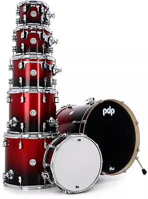 PDP Concept Maple Shell Pack - 7-Piece - Red To Black Sparkle Fade • $1299.99