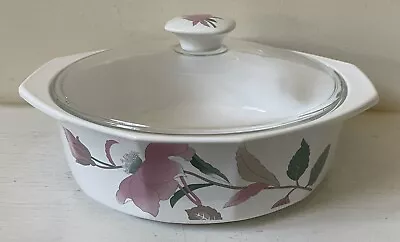 Mikasa Fire & Ice SILK FLOWERS Covered Casserole Dish 1.25 Qt AA009 Glass Lid • $12.99